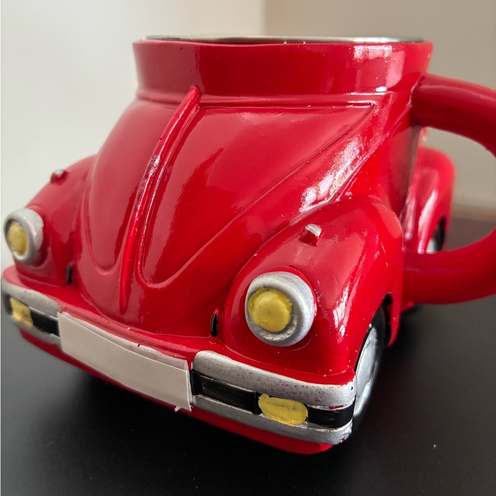 Vintage Red Car Mug. VW beetle. 10.2 oz